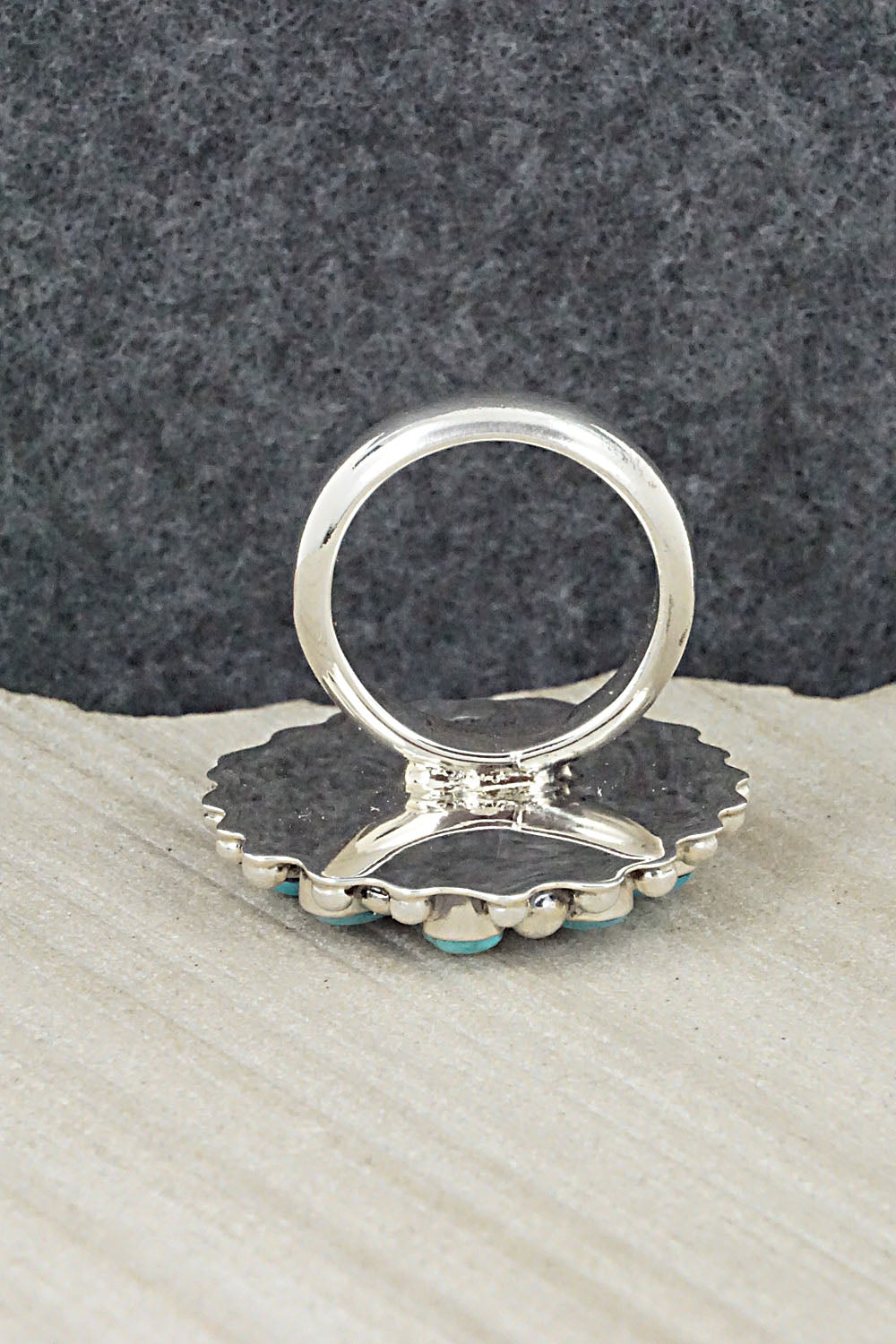 Turquoise & Sterling Silver Ring - Calvin Belin - Size 8