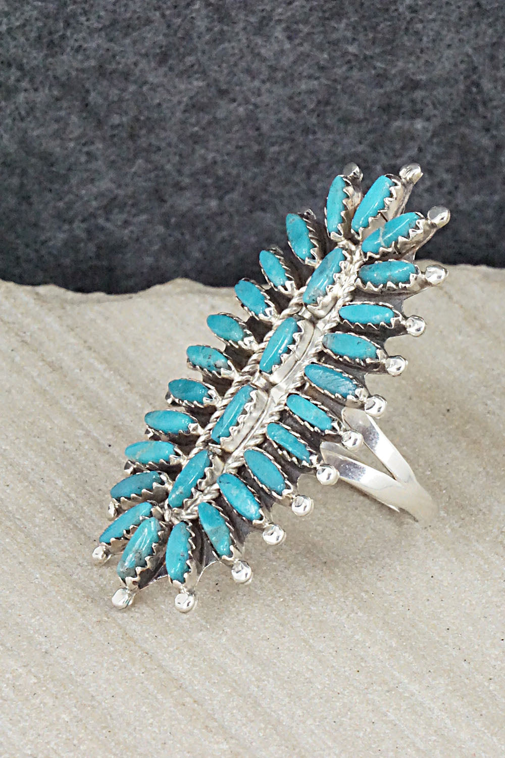 Turquoise & Sterling Silver Ring - Nathaniel Nez - Size 8