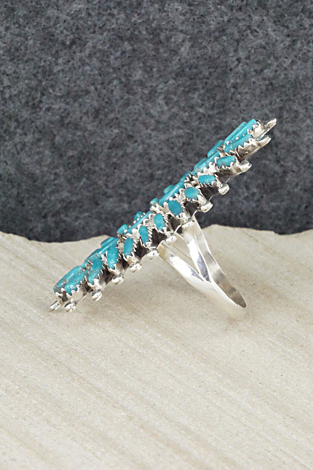 Turquoise & Sterling Silver Ring - Nathaniel Nez - Size 8