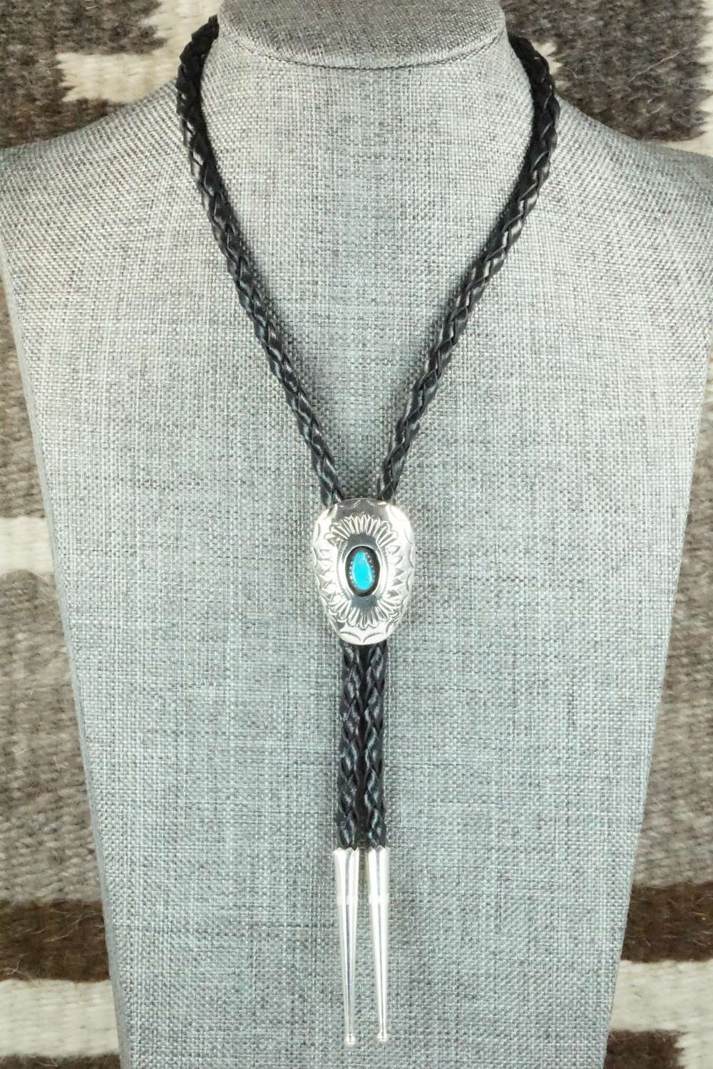Turquoise & Sterling Silver Bolo Tie - Shirley Skeets