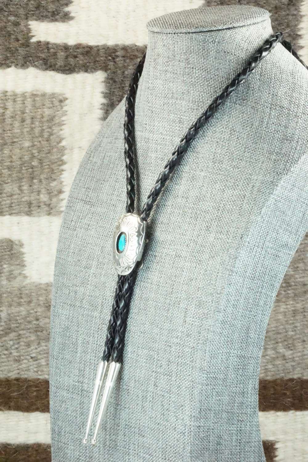 Turquoise & Sterling Silver Bolo Tie - Shirley Skeets