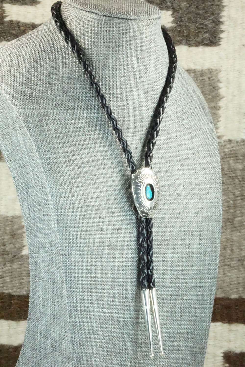 Turquoise & Sterling Silver Bolo Tie - Shirley Skeets