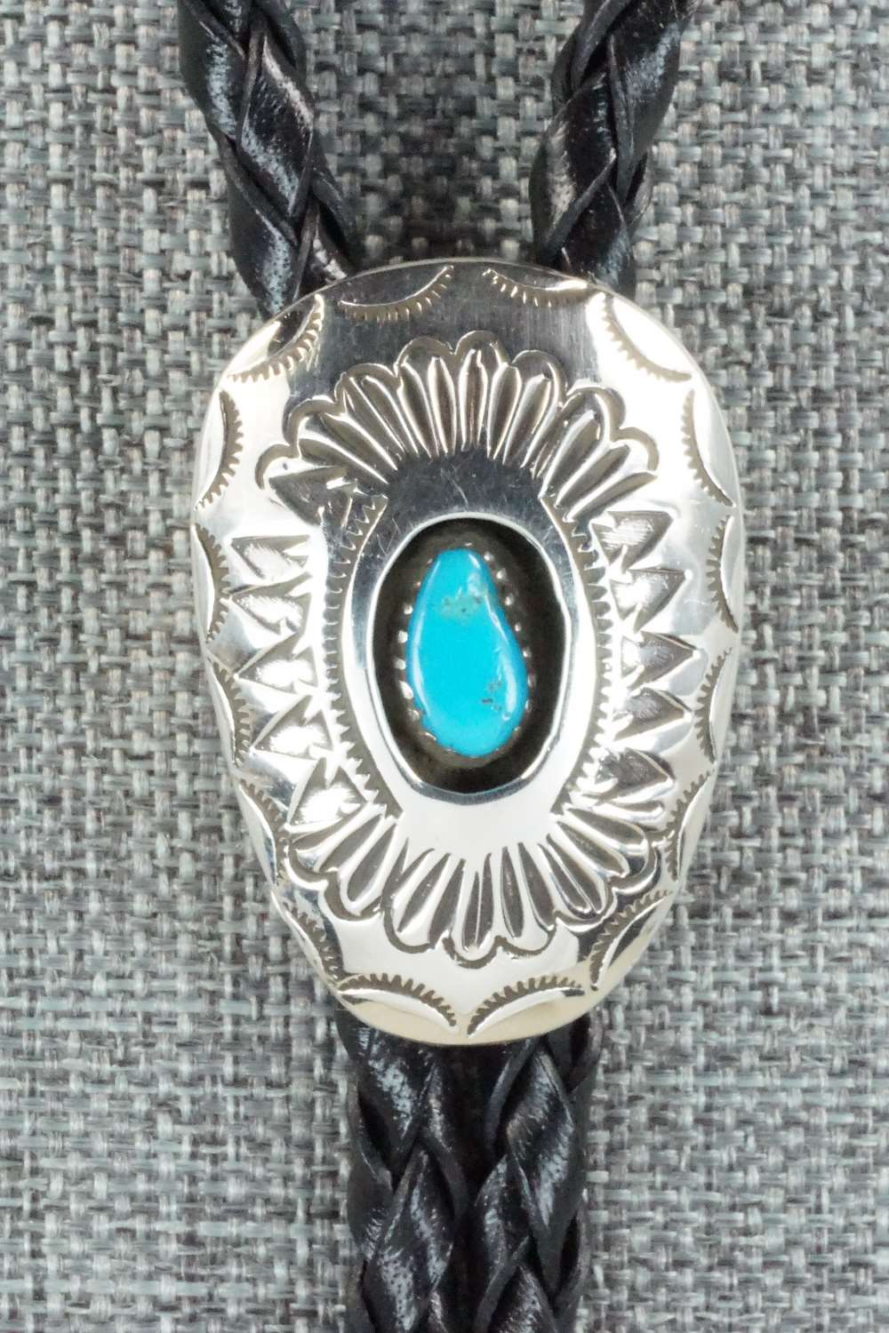 Turquoise & Sterling Silver Bolo Tie - Shirley Skeets
