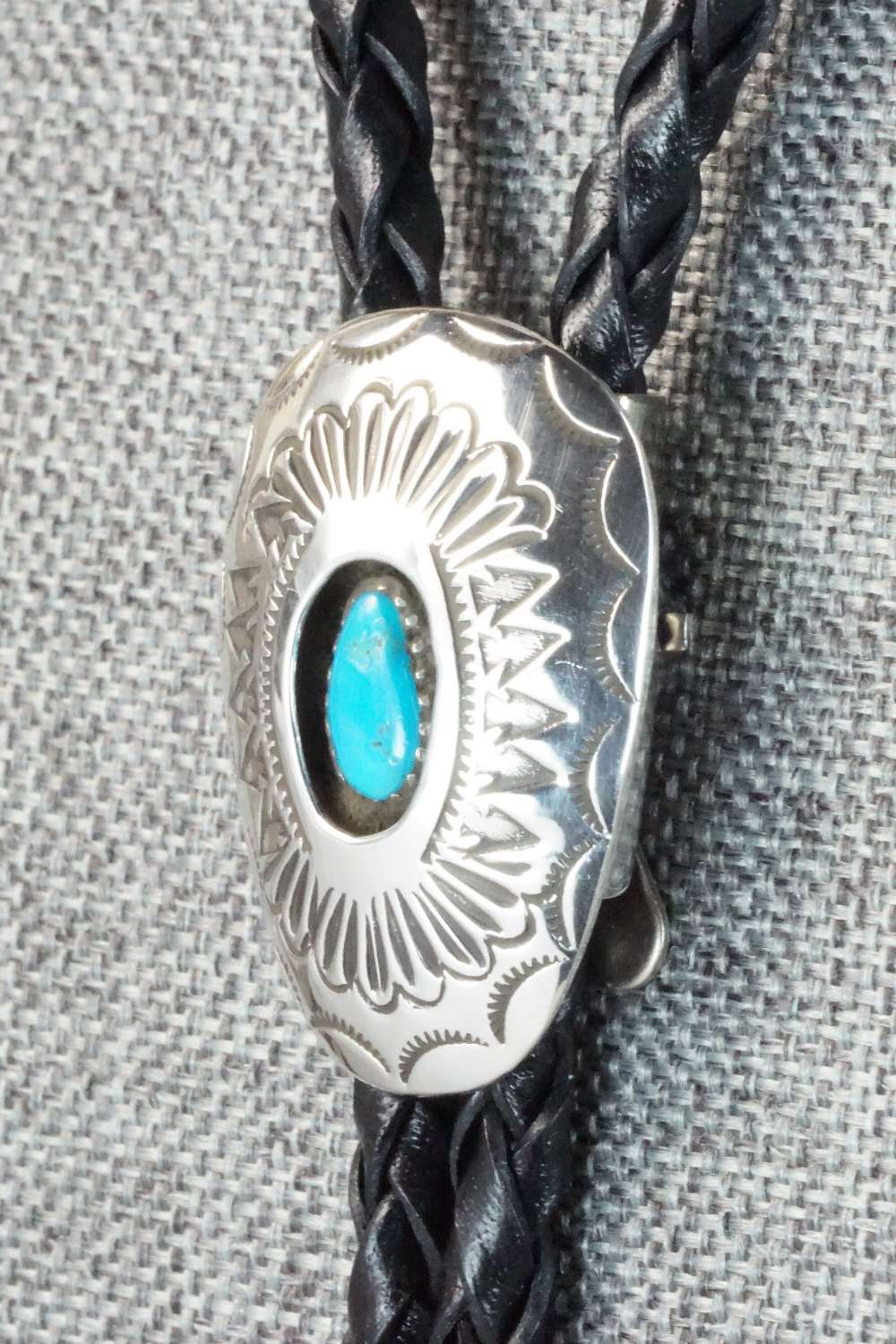 Turquoise & Sterling Silver Bolo Tie - Shirley Skeets
