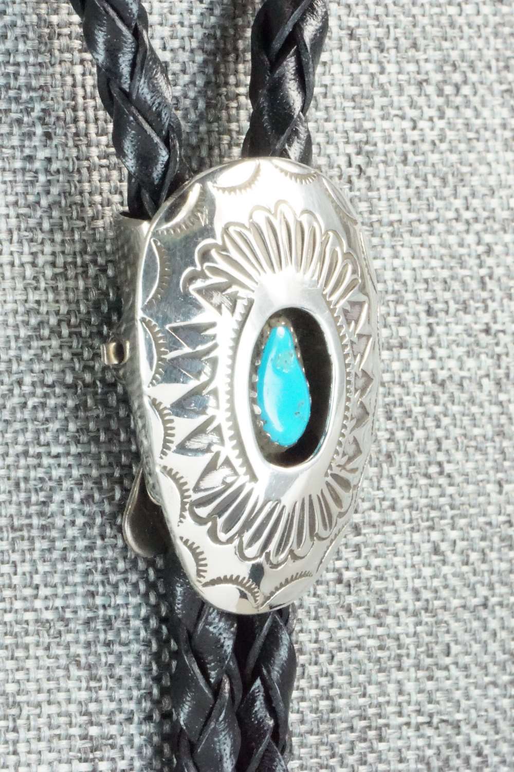 Turquoise & Sterling Silver Bolo Tie - Shirley Skeets