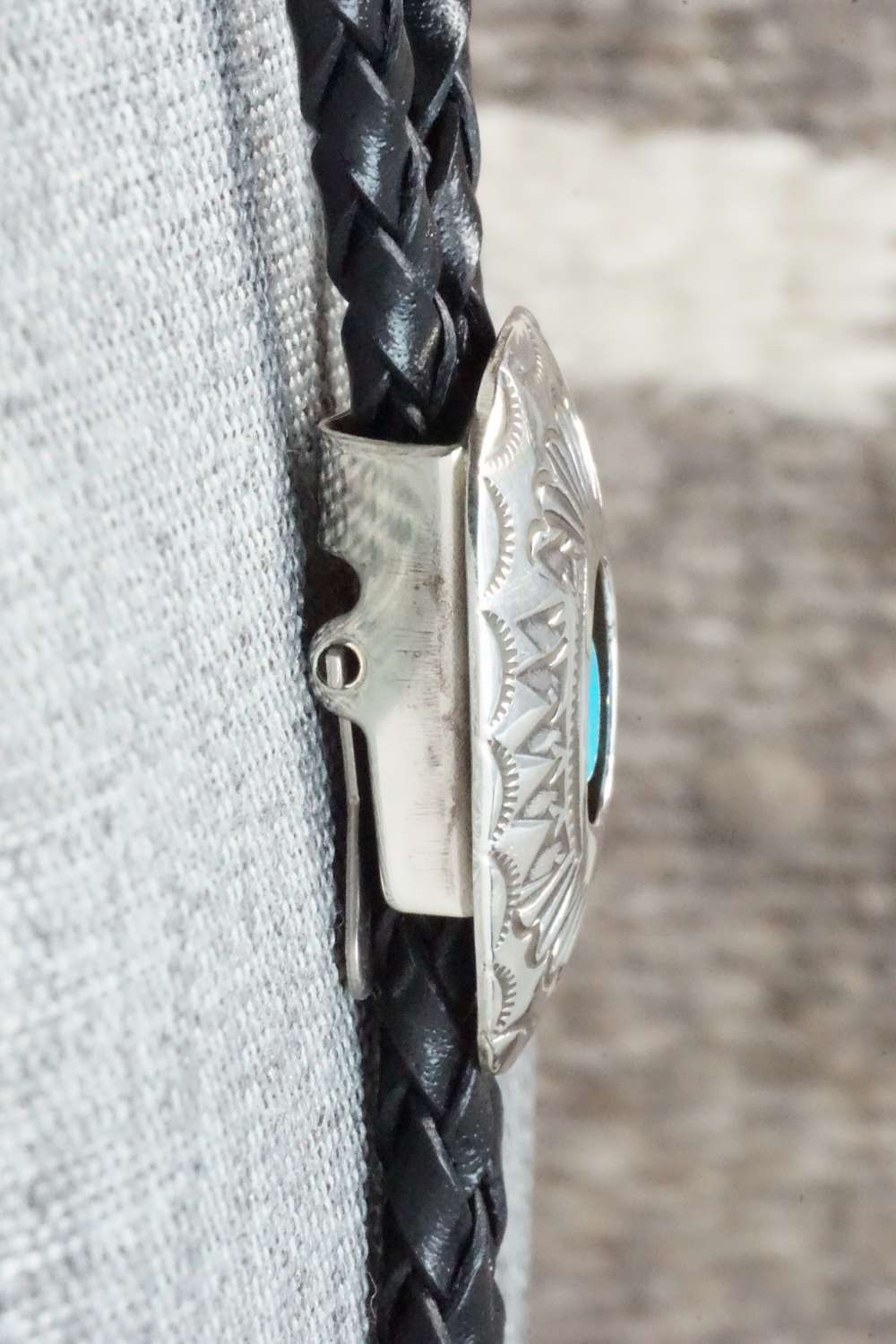 Turquoise & Sterling Silver Bolo Tie - Shirley Skeets