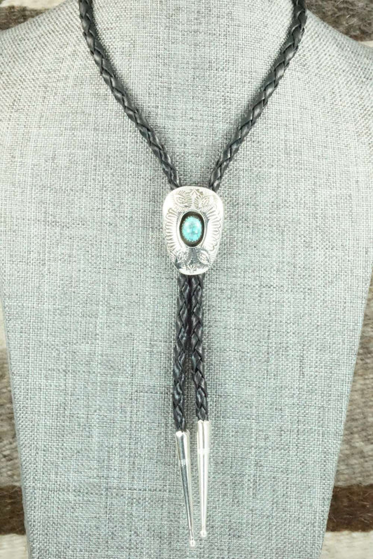 Turquoise & Sterling Silver Bolo Tie - Shirley Skeets