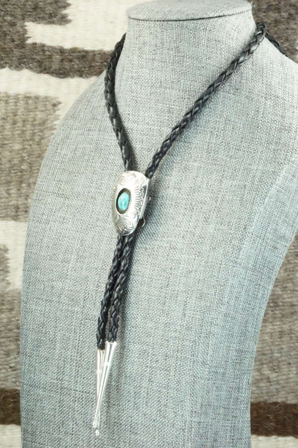 Turquoise & Sterling Silver Bolo Tie - Shirley Skeets