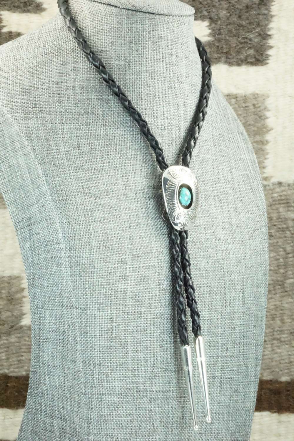 Turquoise & Sterling Silver Bolo Tie - Shirley Skeets