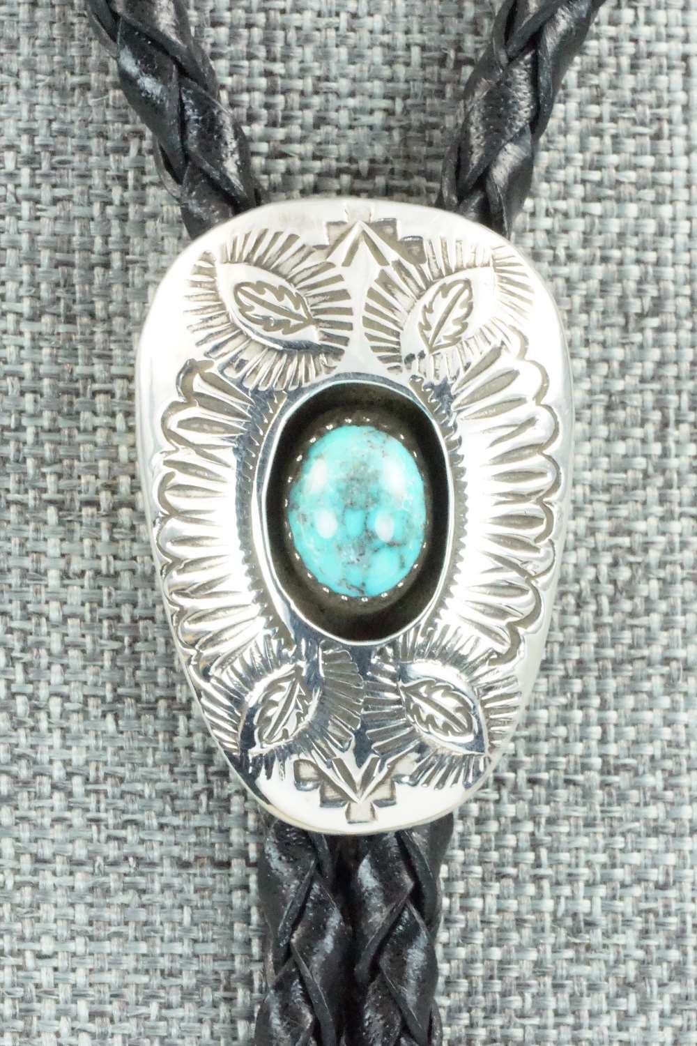 Turquoise & Sterling Silver Bolo Tie - Shirley Skeets
