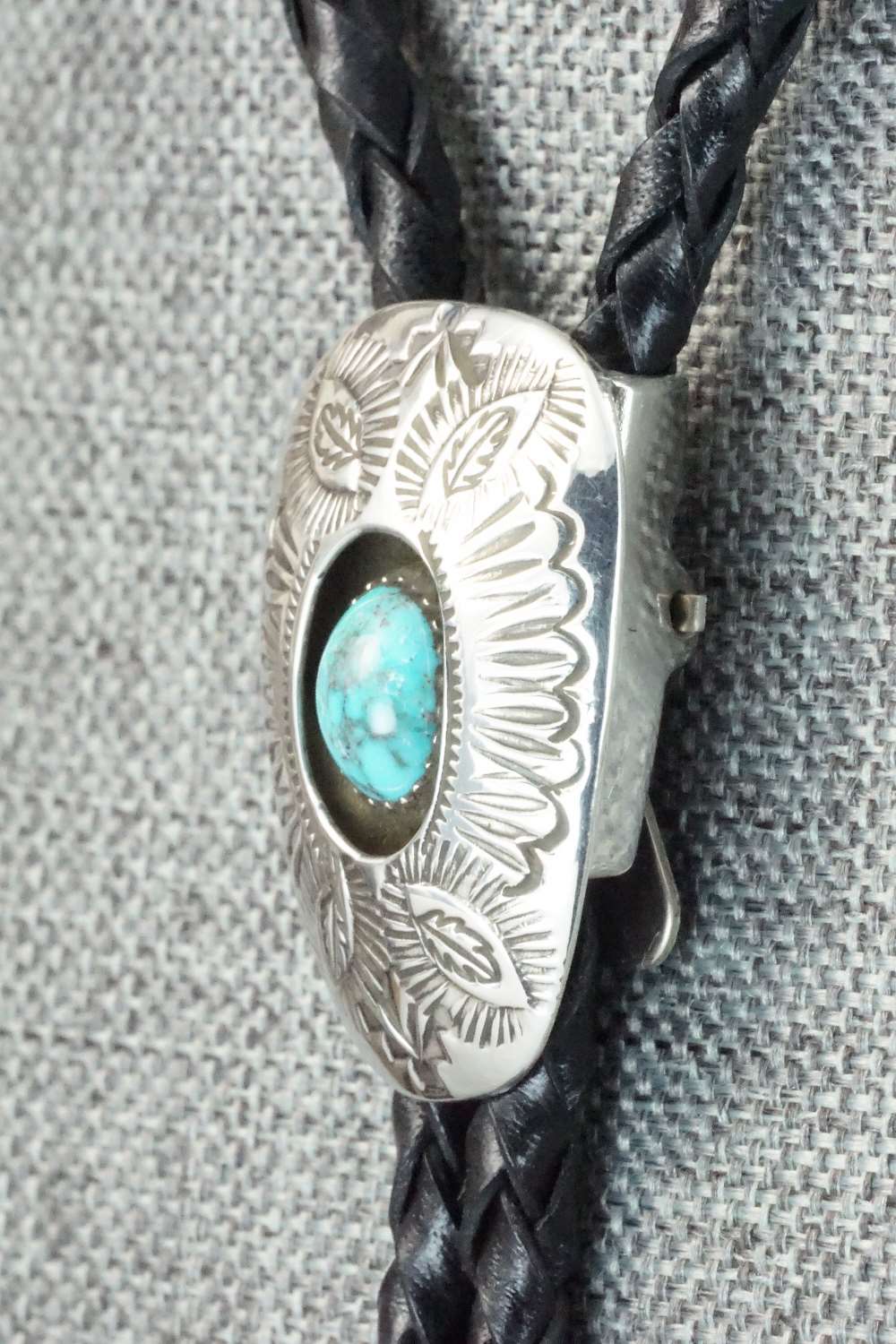 Turquoise & Sterling Silver Bolo Tie - Shirley Skeets