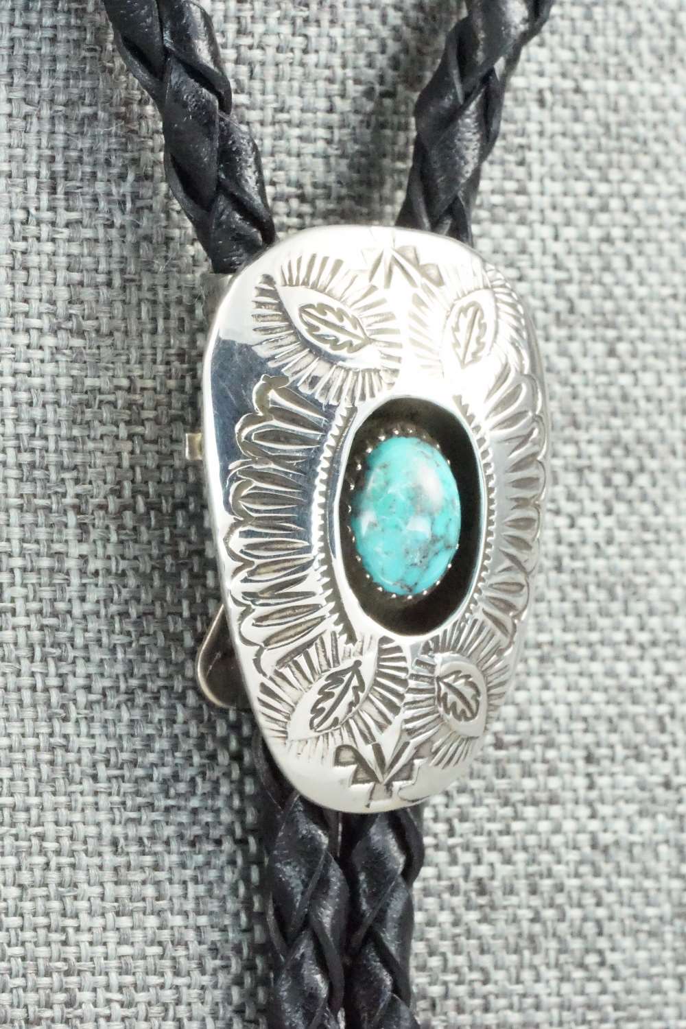 Turquoise & Sterling Silver Bolo Tie - Shirley Skeets