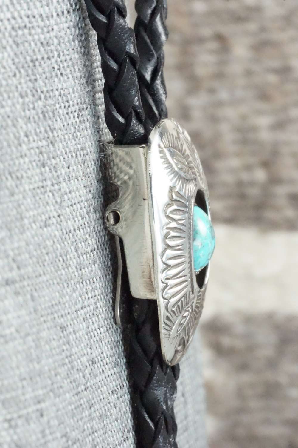 Turquoise & Sterling Silver Bolo Tie - Shirley Skeets