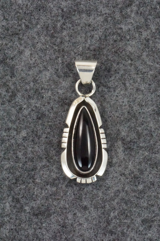 Onyx & Sterling Silver Pendant - Amos Begay
