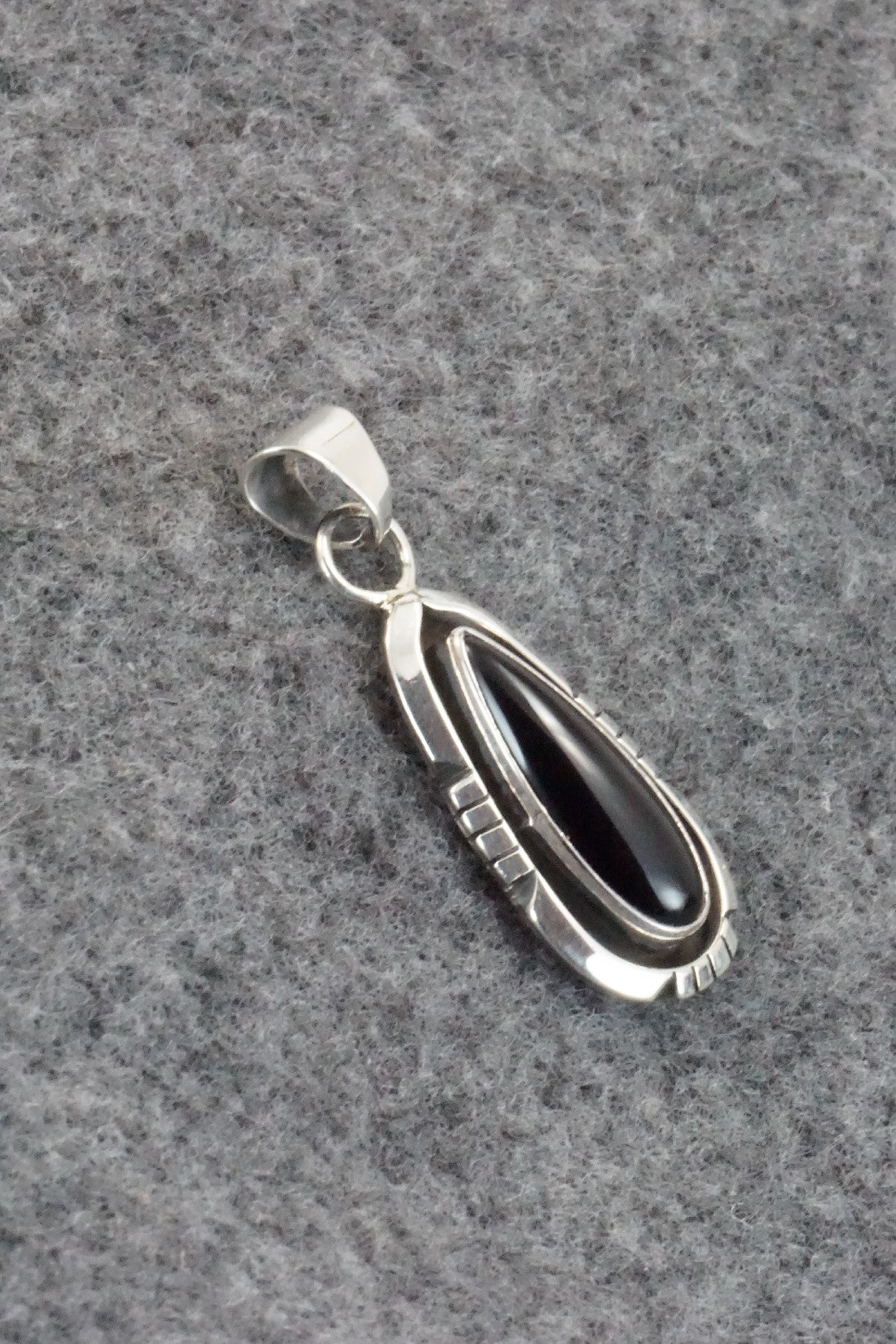 Onyx & Sterling Silver Pendant - Amos Begay