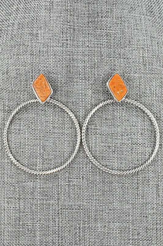 Coral & Sterling Silver Earrings - Annie Spencer