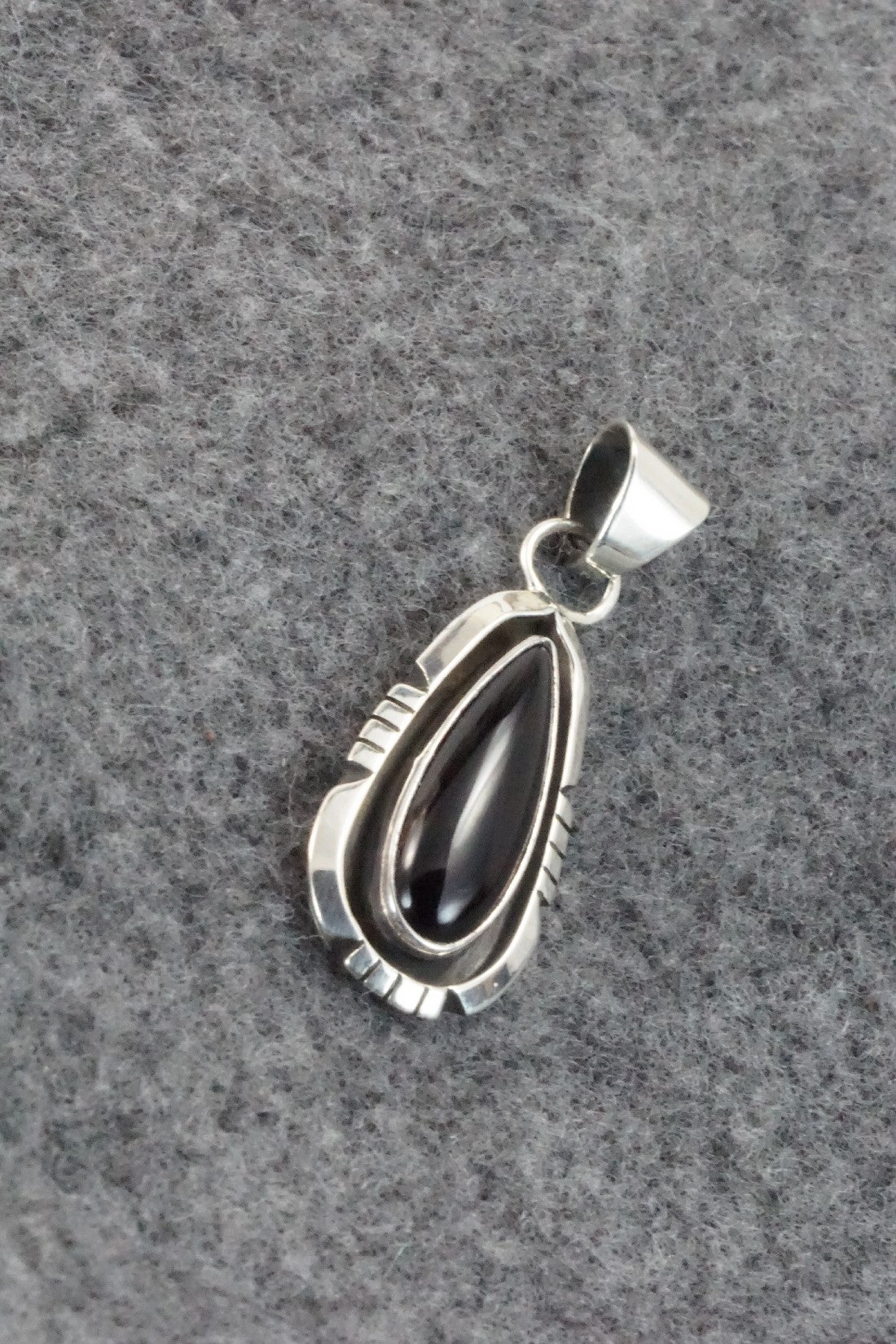 Onyx & Sterling Silver Pendant - Amos Begay