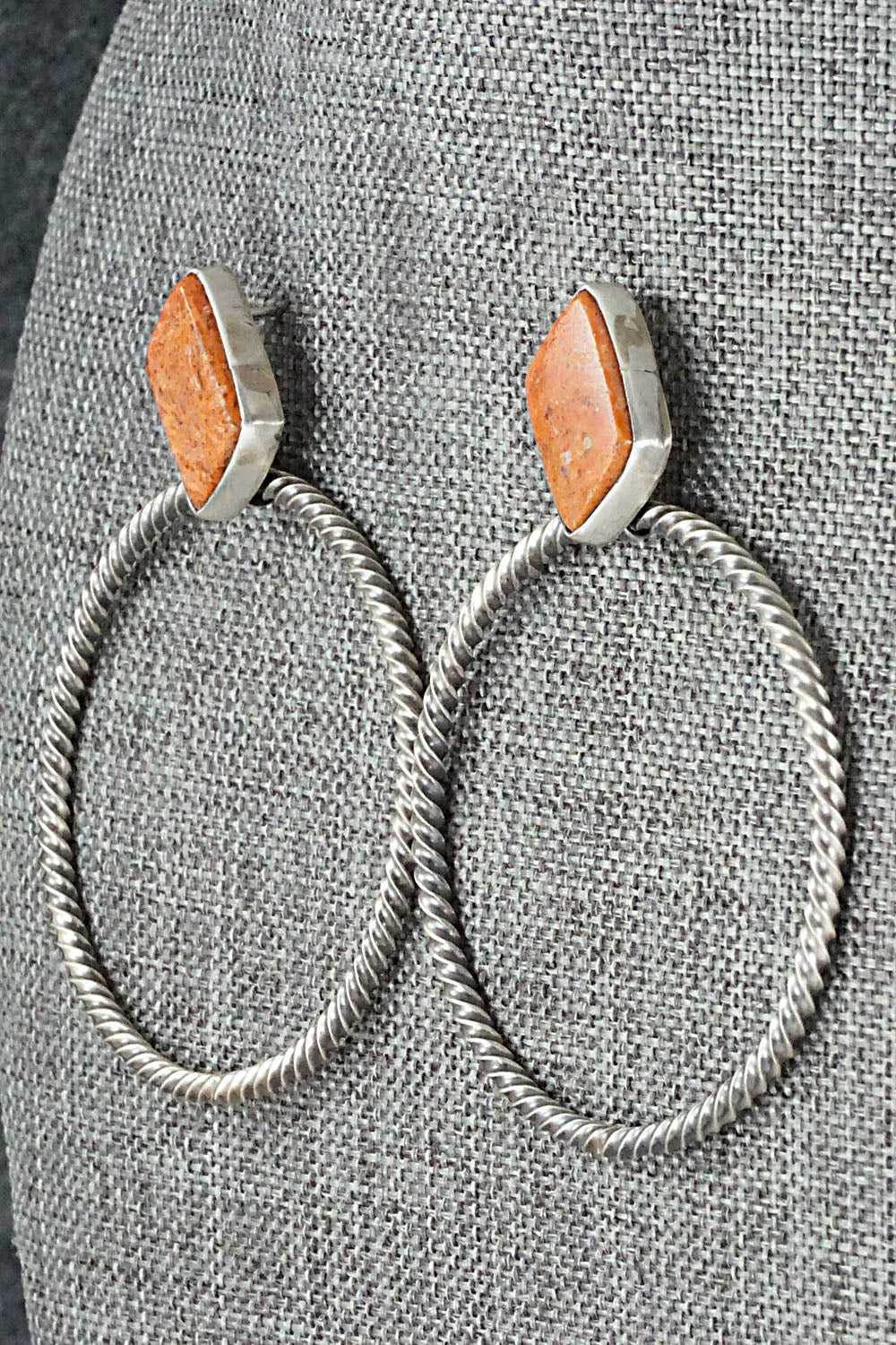 Coral & Sterling Silver Earrings - Annie Spencer