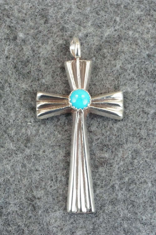 Turquoise & Sterling Silver Cross Pendant - Vanessa Kee