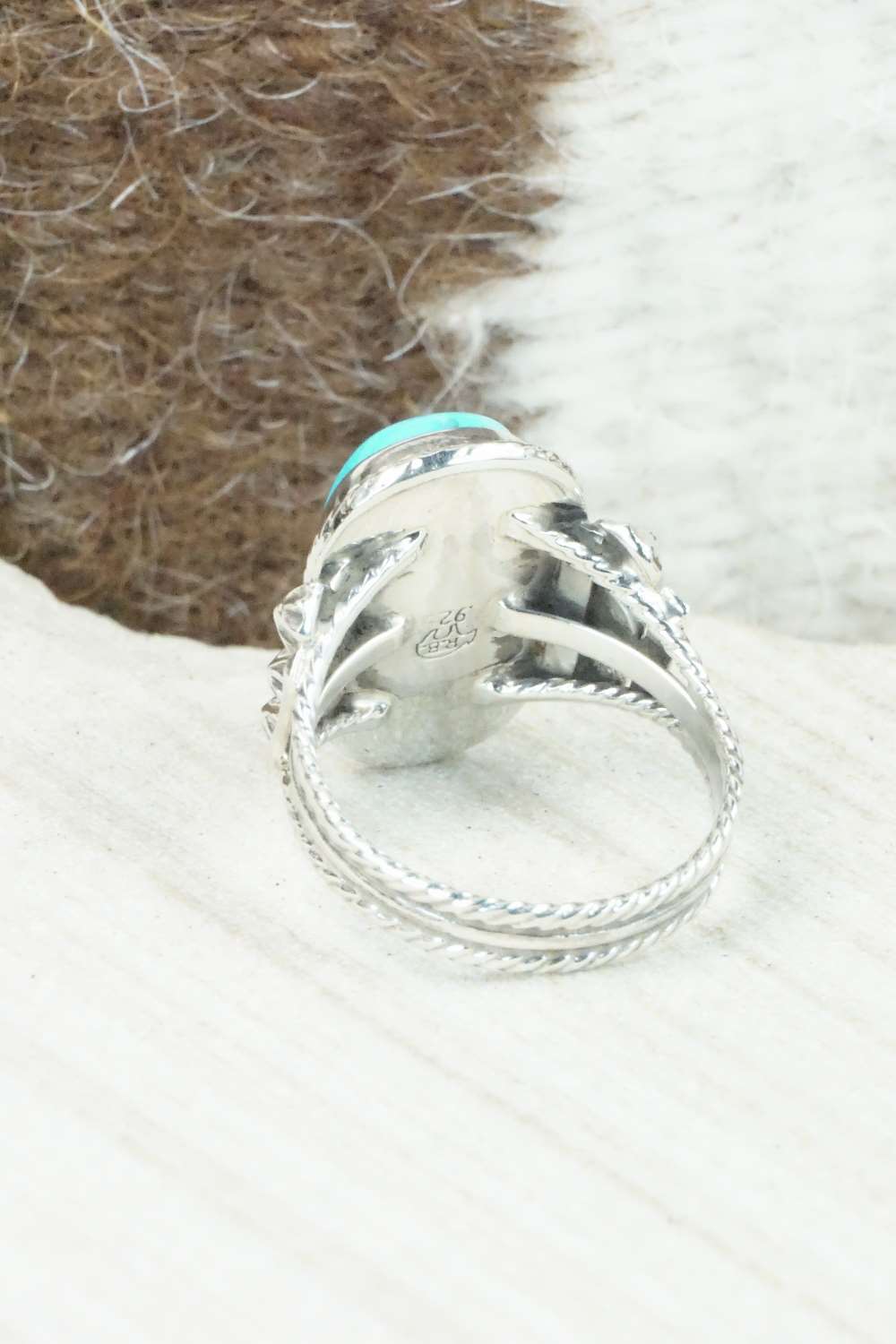 Turquoise & Sterling Silver Ring - Size 8.75
