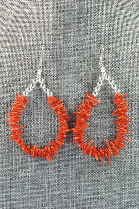 Coral & Sterling Silver Earrings - Doreen Jake