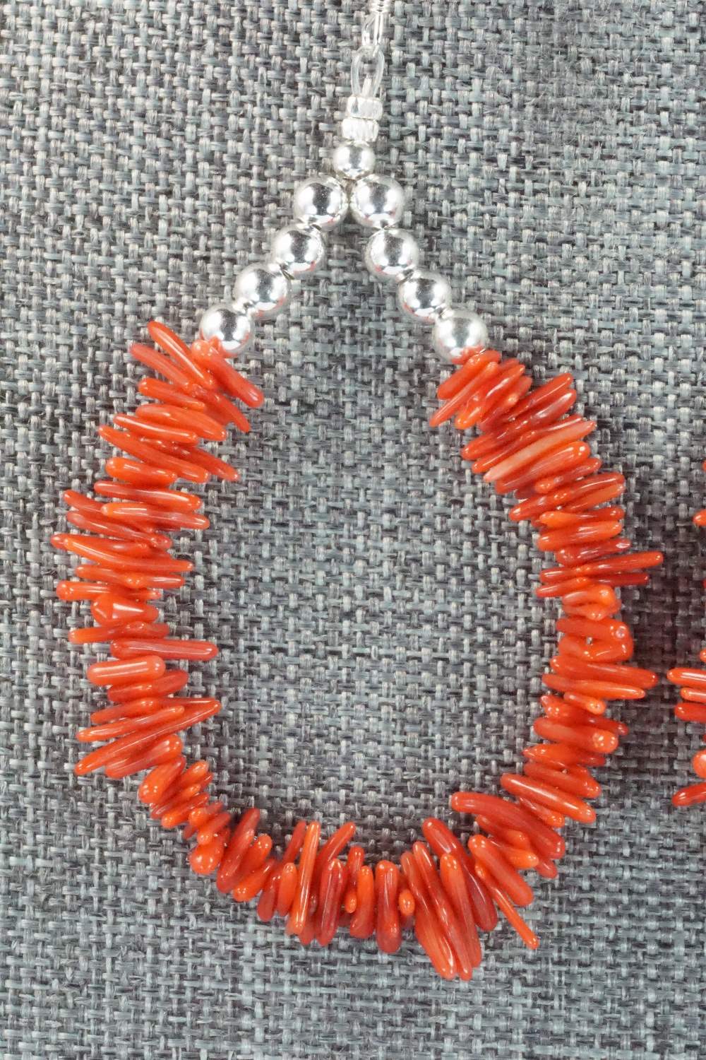 Coral & Sterling Silver Earrings - Doreen Jake