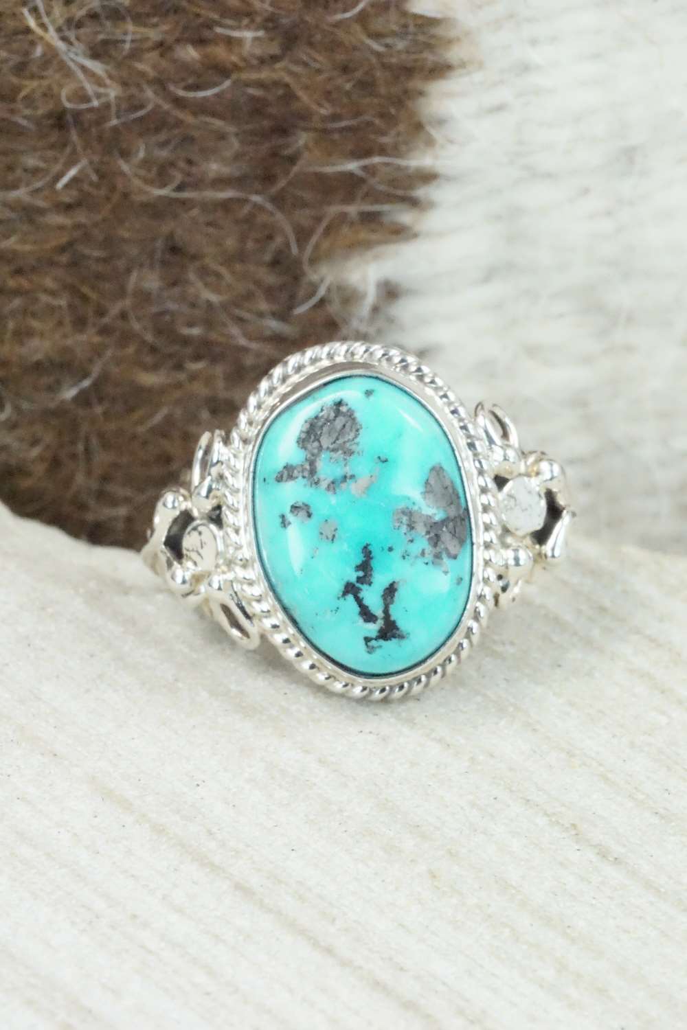 Turquoise & Sterling Silver Ring - Roberta Begay - Size 9