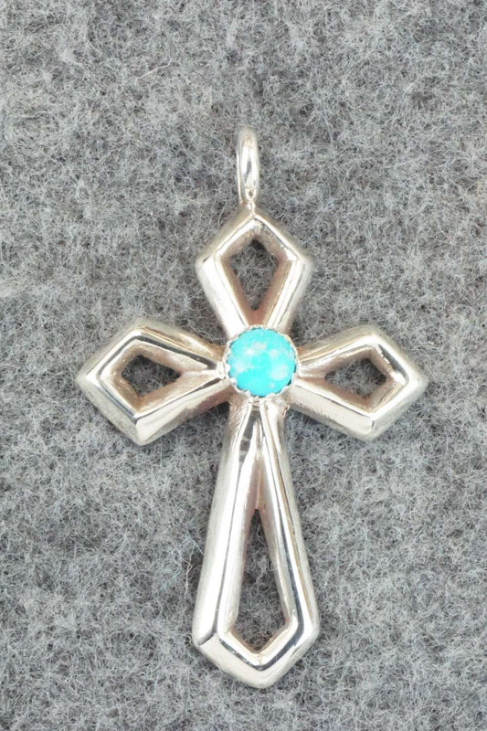 Turquoise & Sterling Silver Cross Pendant - Vanessa Kee