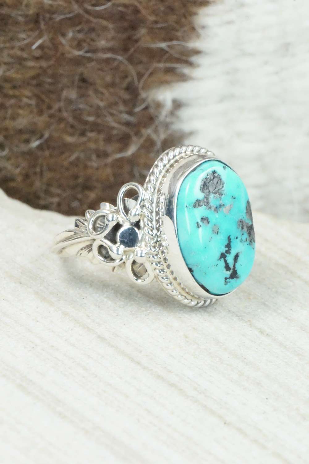 Turquoise & Sterling Silver Ring - Roberta Begay - Size 9