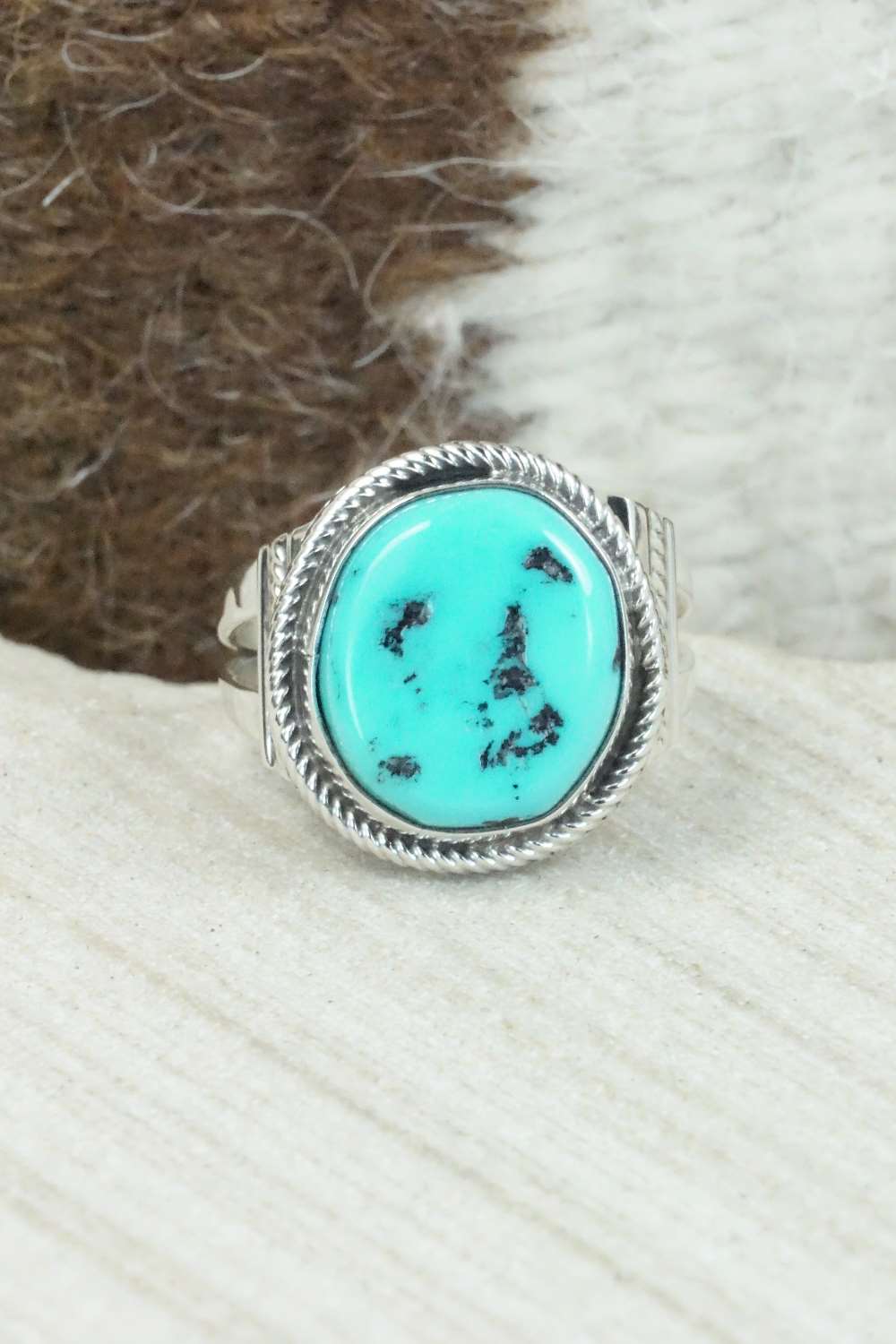 Turquoise & Sterling Silver Ring - Roberta Begay - Size 8