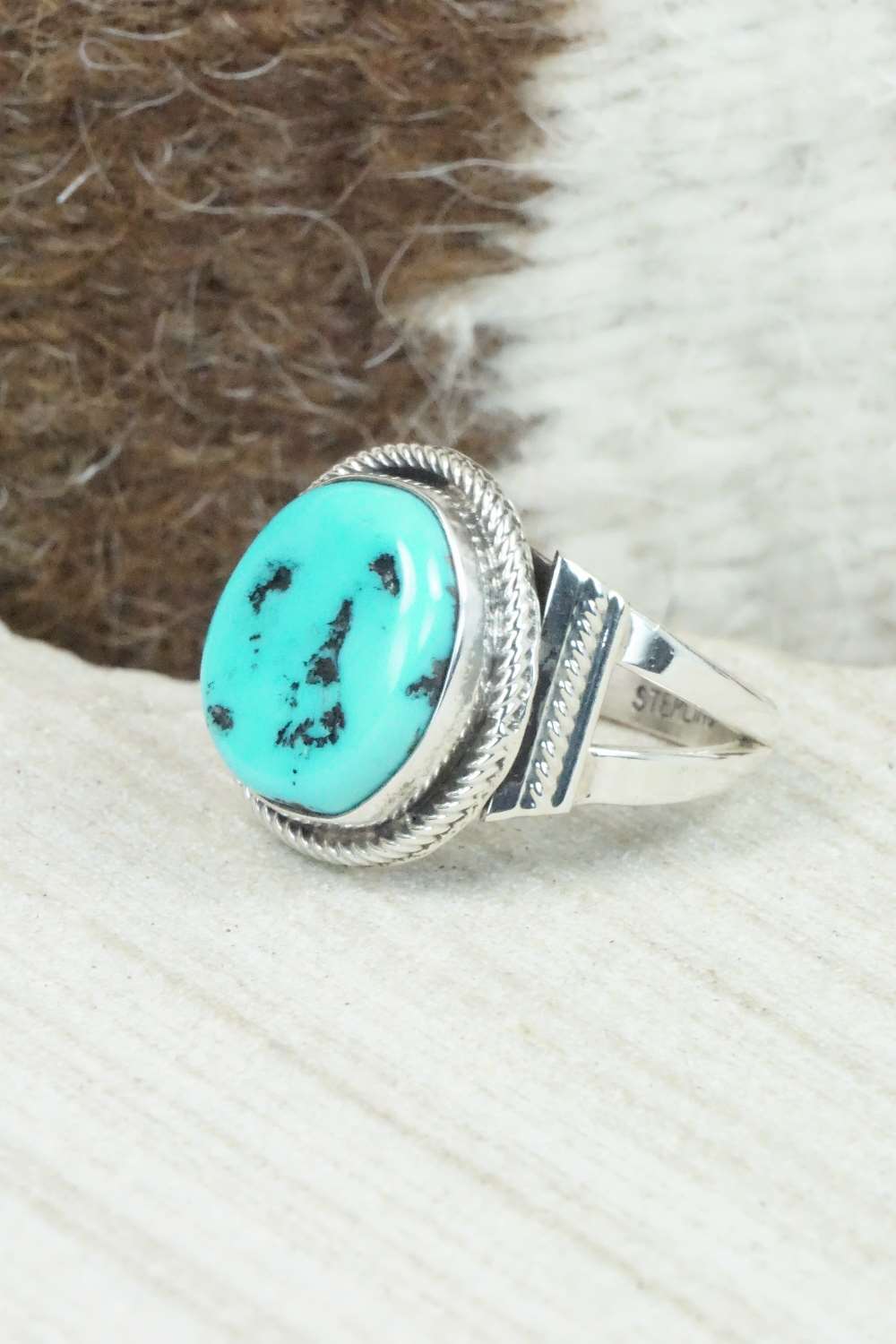 Turquoise & Sterling Silver Ring - Roberta Begay - Size 8