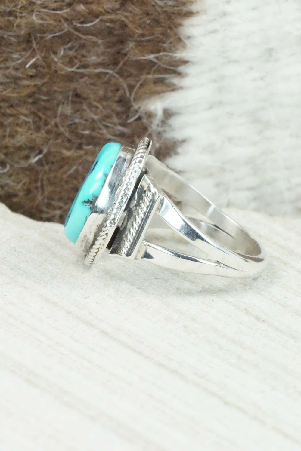 Turquoise & Sterling Silver Ring - Roberta Begay - Size 8