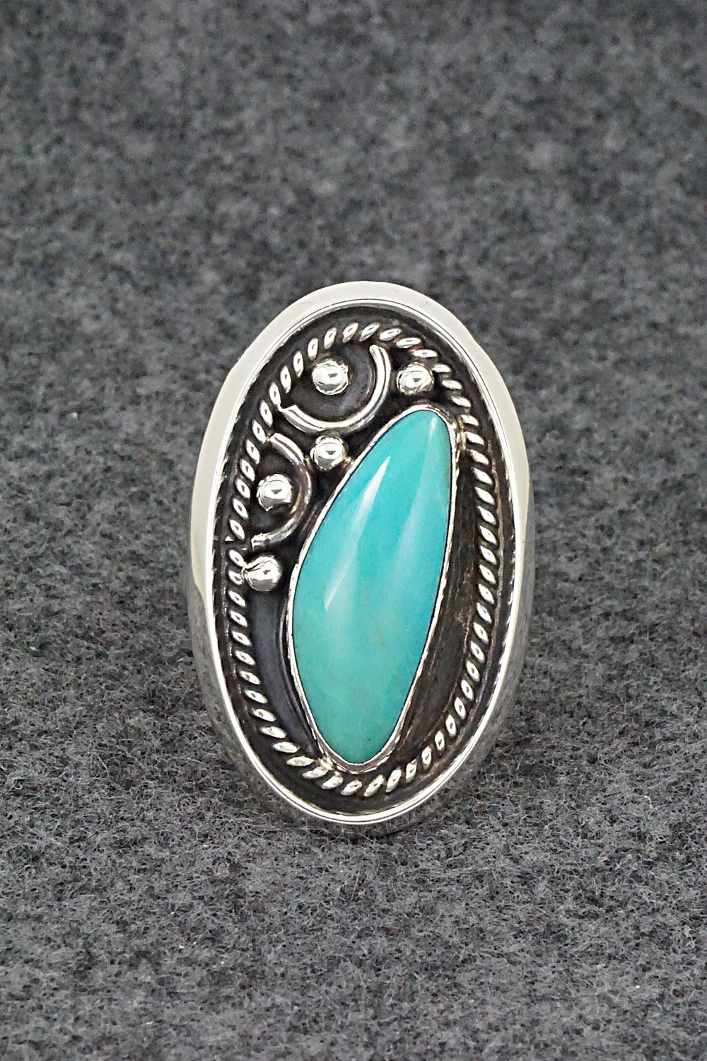 Turquoise & Sterling Silver Ring - Raymond Delgarito - Size 9.75