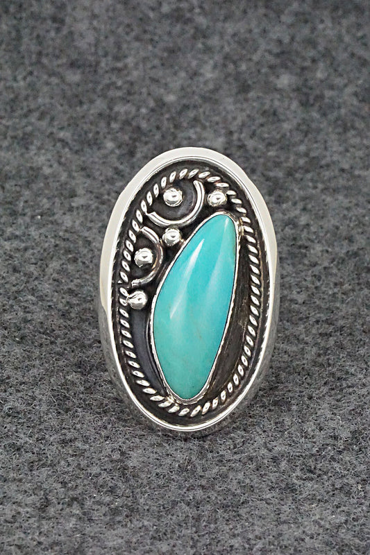 Turquoise & Sterling Silver Ring - Raymond Delgarito - Size 9.75