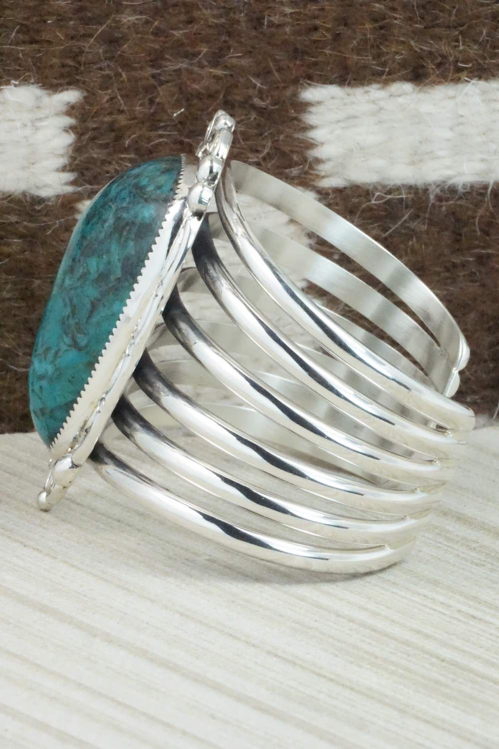 Turquoise & Sterling Silver Bracelet - Leslie Nez