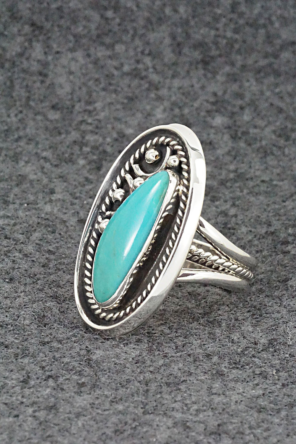 Turquoise & Sterling Silver Ring - Raymond Delgarito - Size 9.75