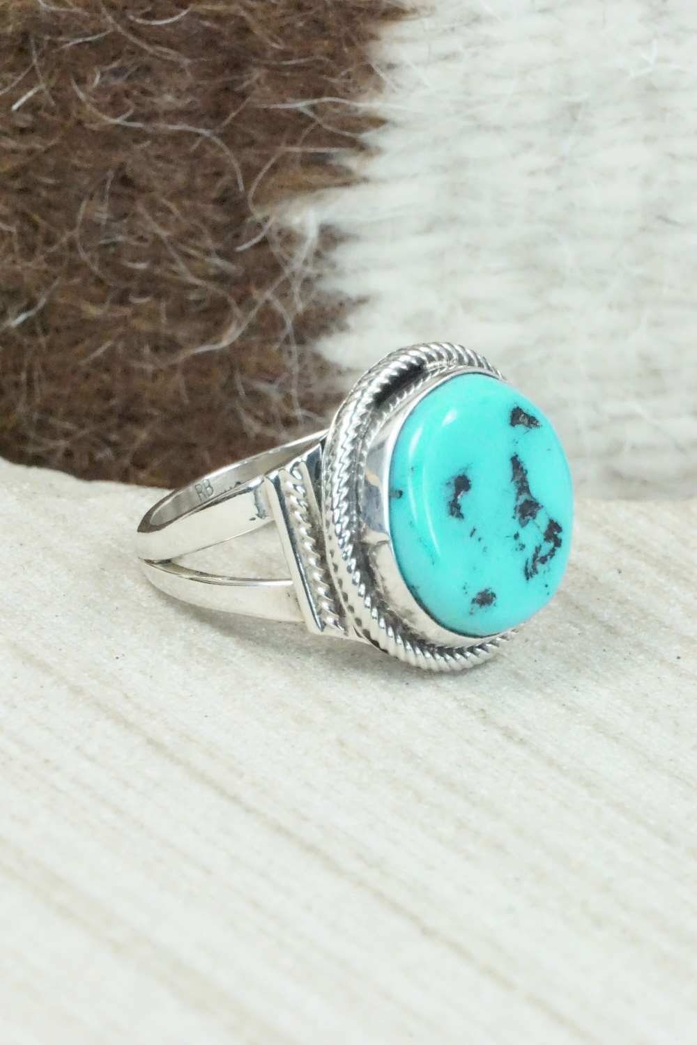 Turquoise & Sterling Silver Ring - Roberta Begay - Size 8