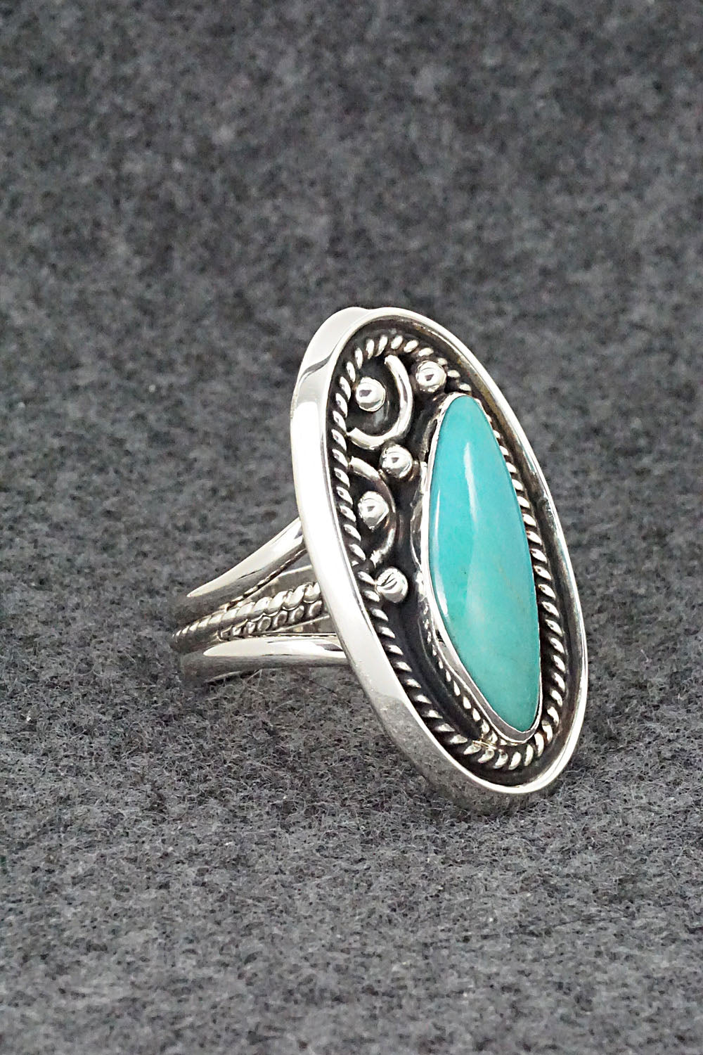 Turquoise & Sterling Silver Ring - Raymond Delgarito - Size 9.75