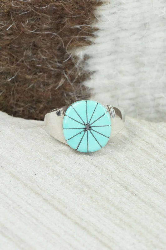 Turquoise & Sterling Silver Ring - Johnson Laweka - Size 6.5