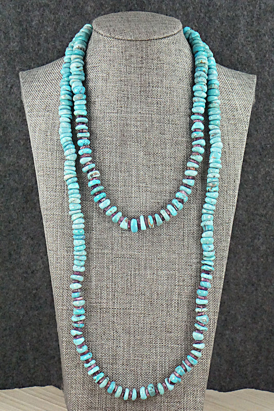 Turquoise, Spiny Oyster & Sterling Silver Necklace - Victoria Callidito