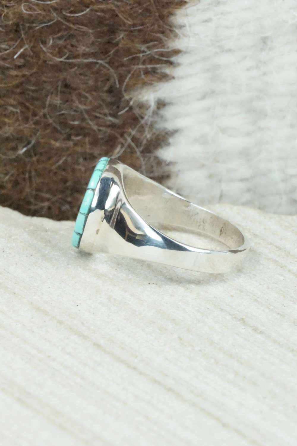 Turquoise & Sterling Silver Ring - Johnson Laweka - Size 6.5