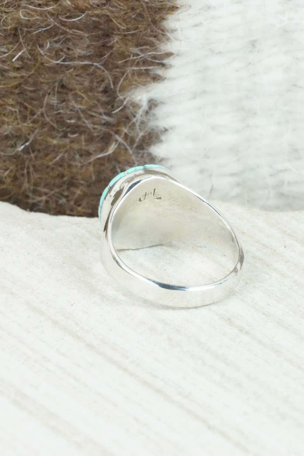 Turquoise & Sterling Silver Ring - Johnson Laweka - Size 6.5