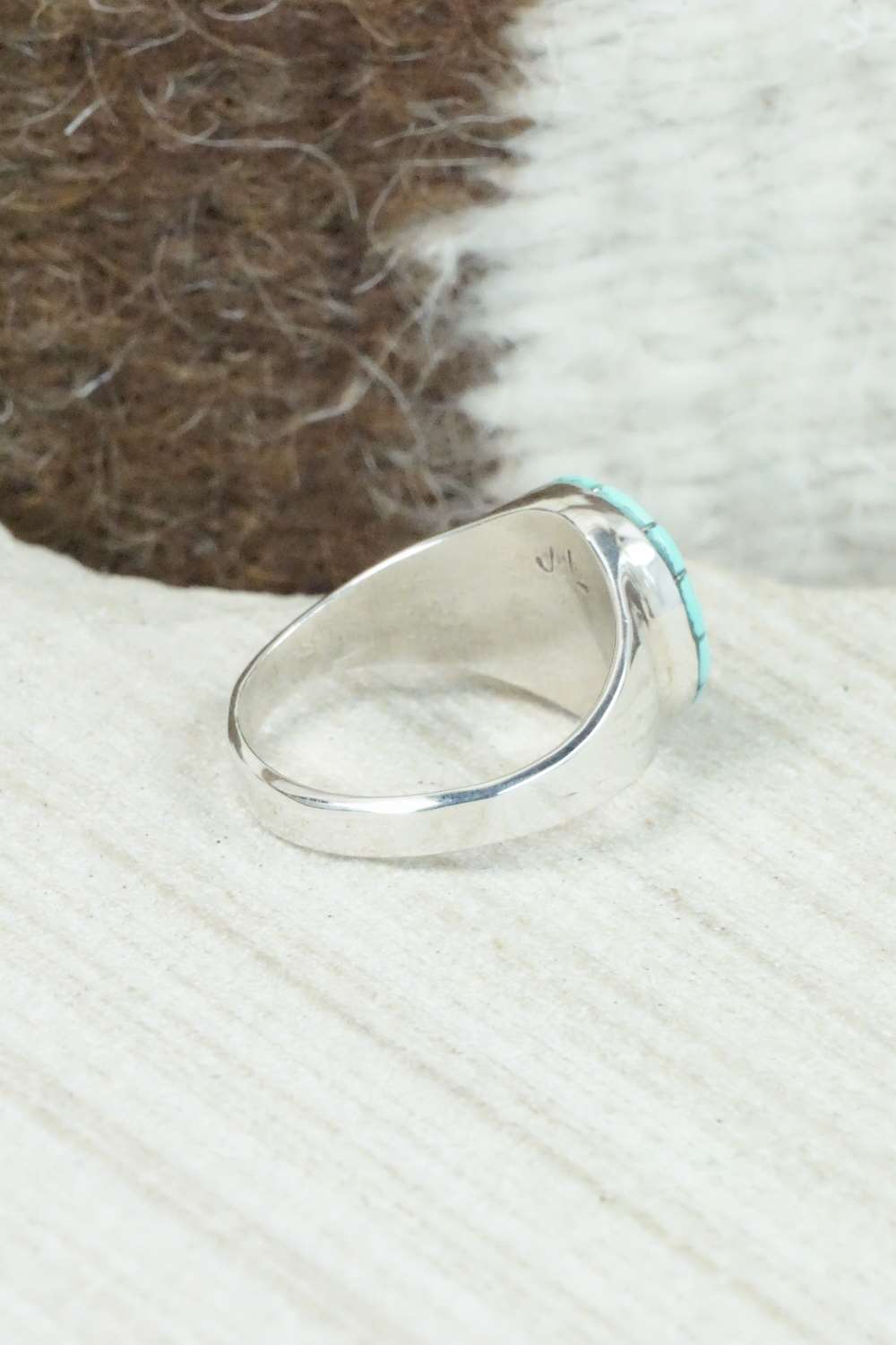 Turquoise & Sterling Silver Ring - Johnson Laweka - Size 6.5