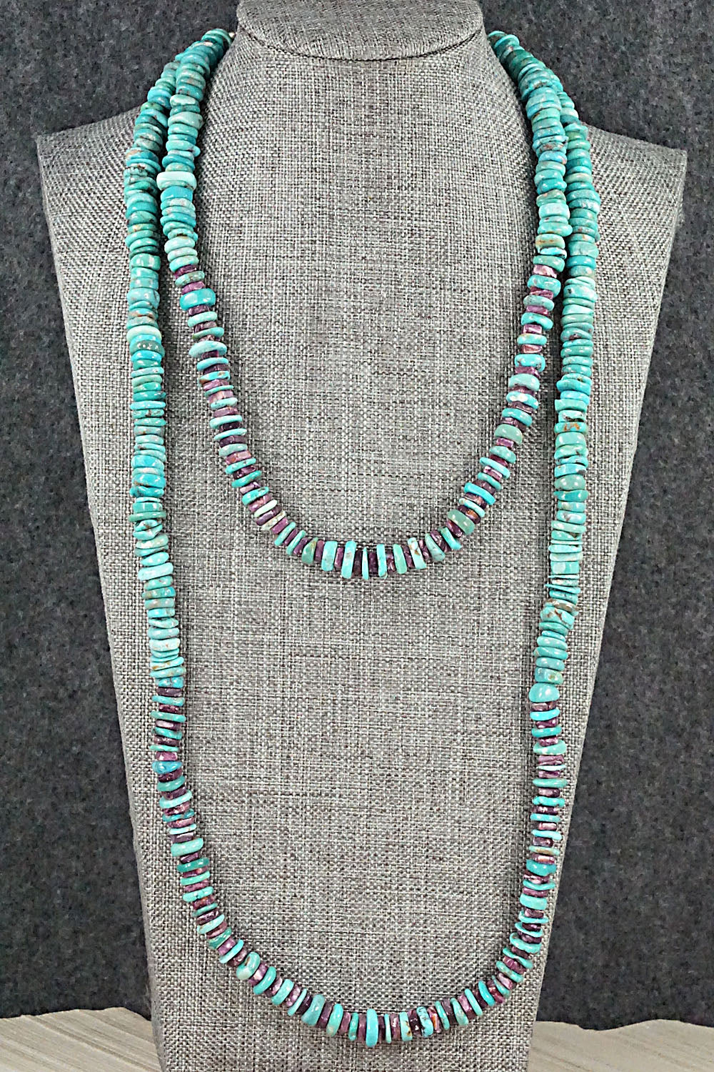 Turquoise, Spiny Oyster & Sterling Silver Necklace - Victoria Callidito