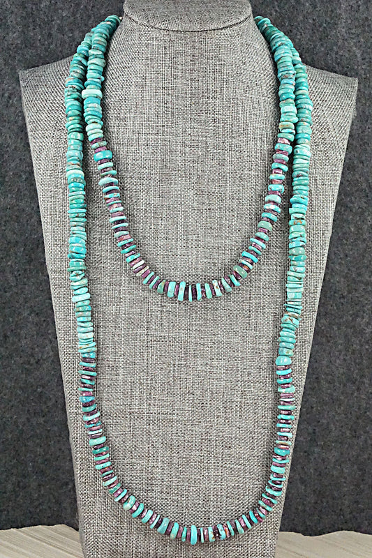 Turquoise, Spiny Oyster & Sterling Silver Necklace - Victoria Callidito