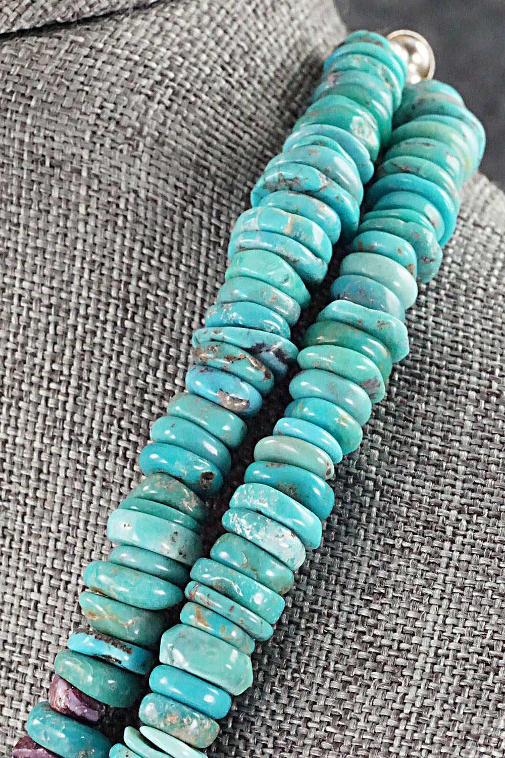 Turquoise, Spiny Oyster & Sterling Silver Necklace - Victoria Callidito