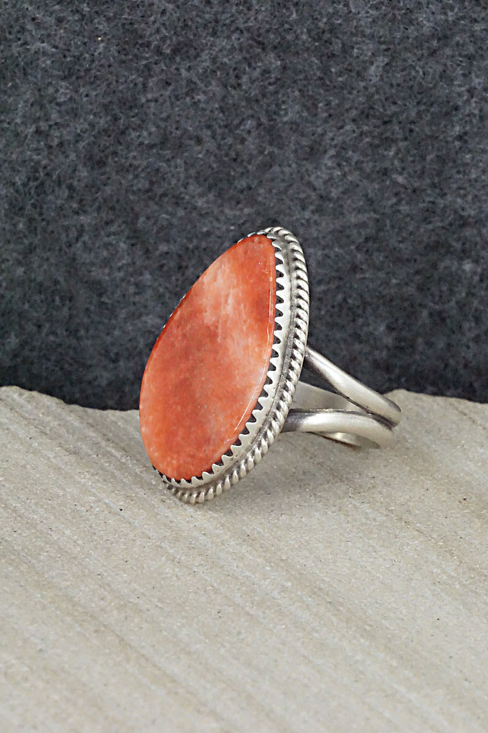 Spiny Oyster & Sterling Silver Ring - Selina Warner - Size 6.5