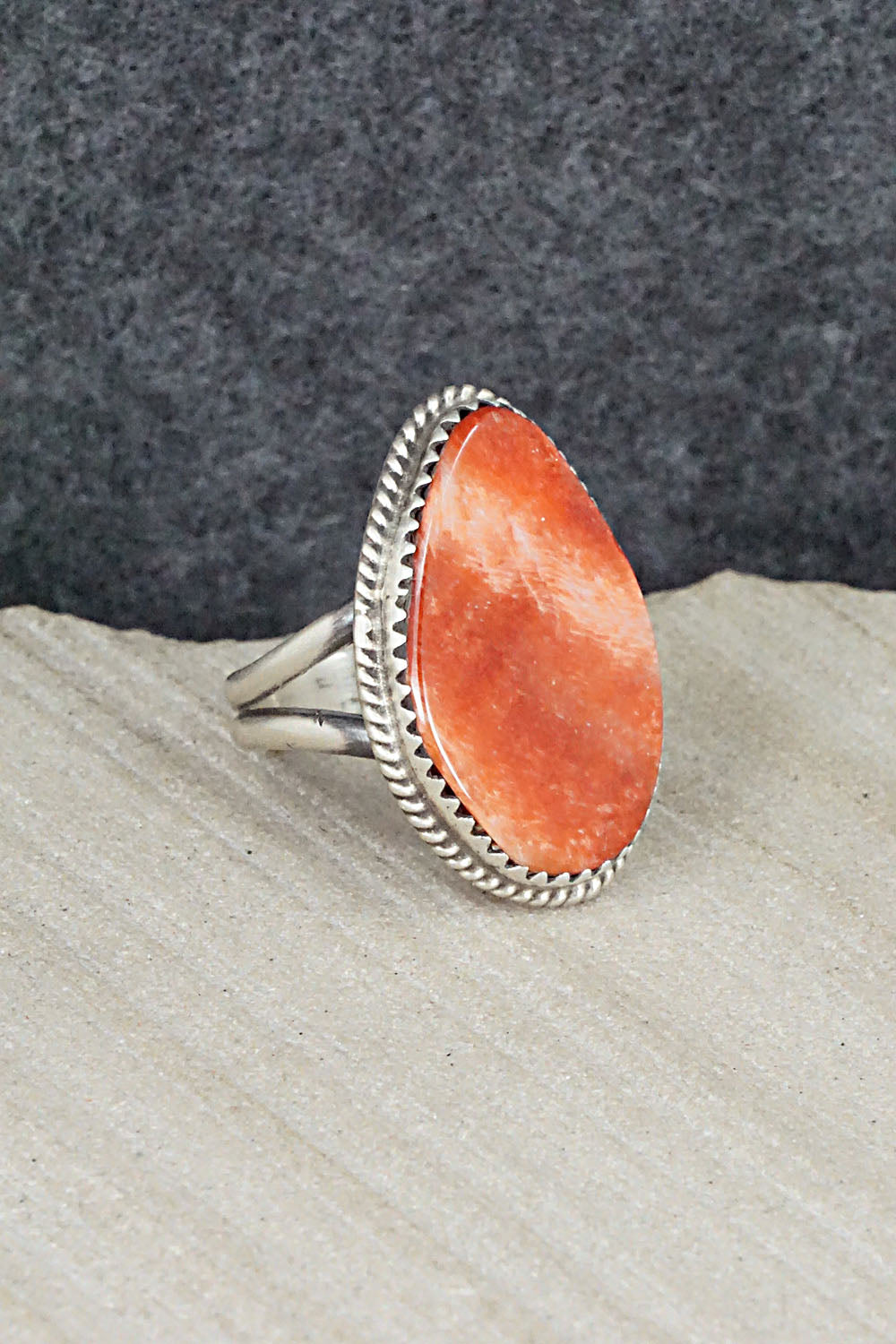 Spiny Oyster & Sterling Silver Ring - Selina Warner - Size 6.5