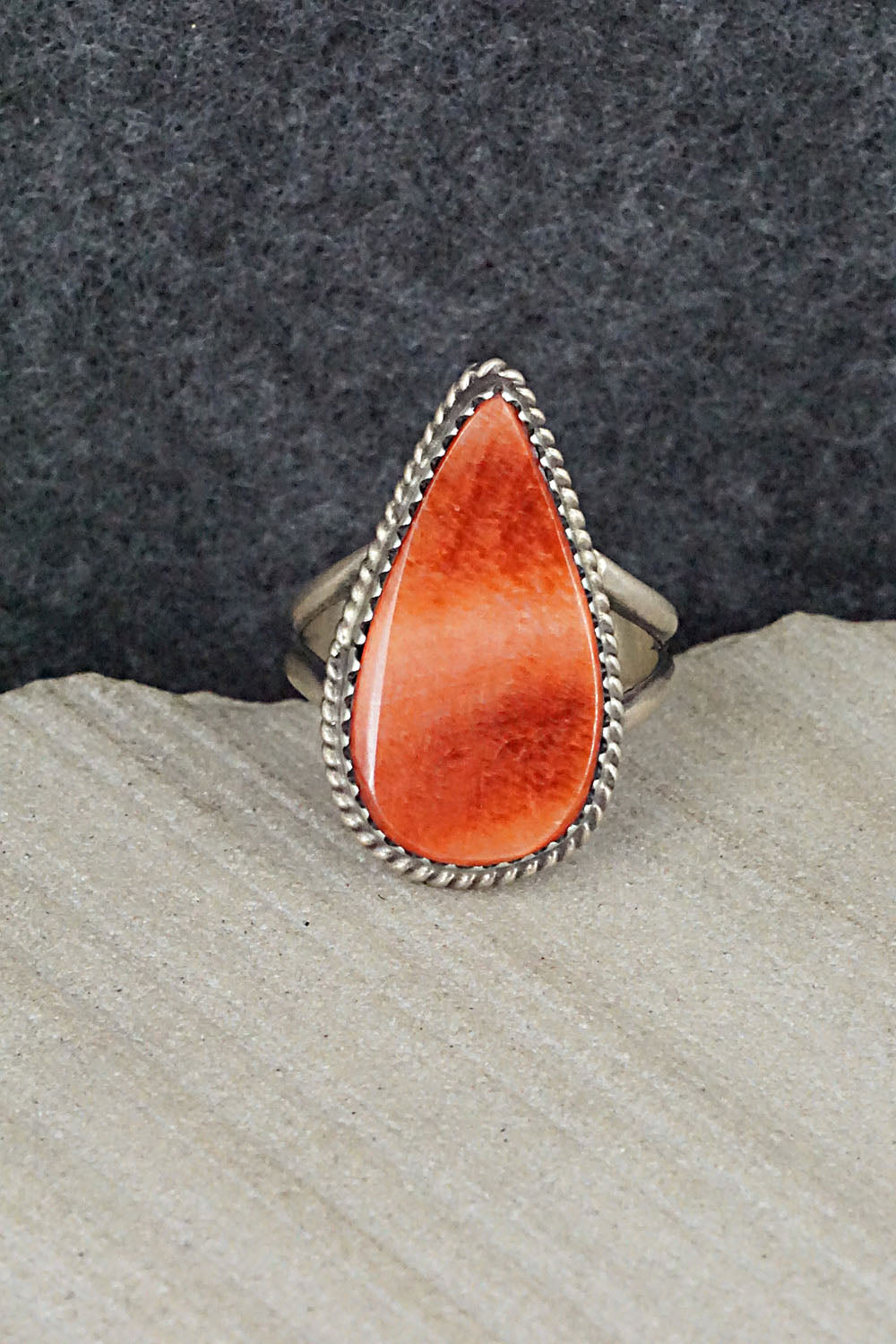Spiny Oyster & Sterling Silver Ring - Selina Warner - Size 6.75
