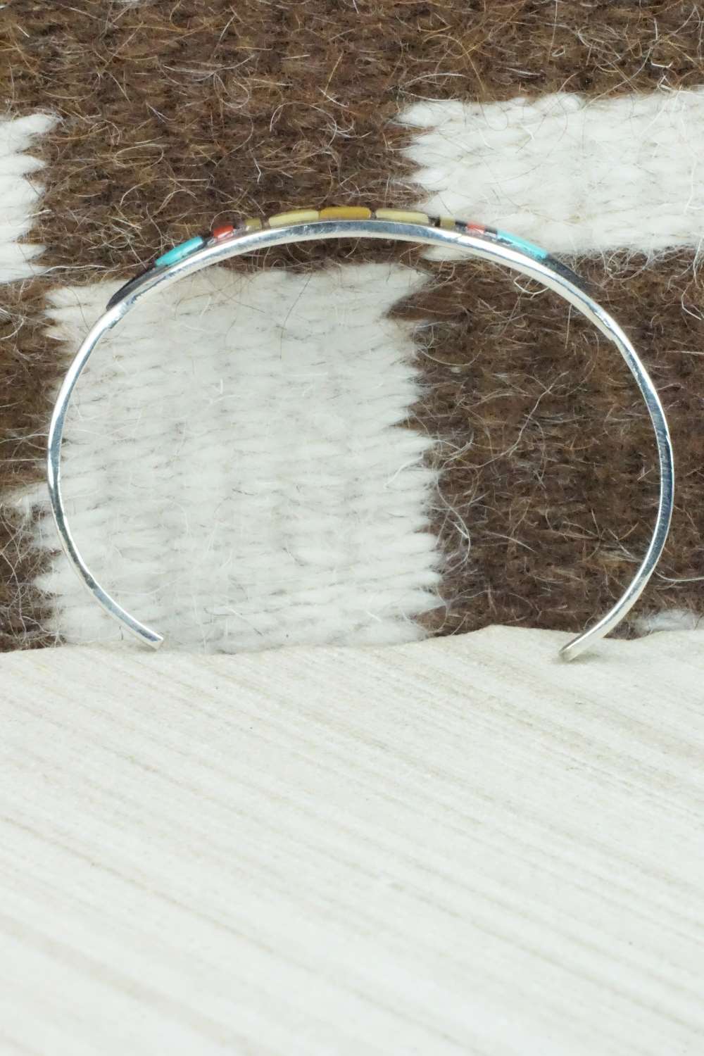 Multi Stone & Sterling Silver Inlay Bracelet - Adrianne Kallestewa